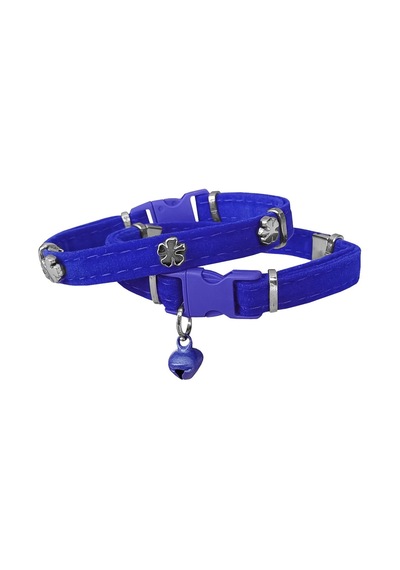 Kadife Kedi Boyun Tasması Yoncalı 20-32 Cm Mi