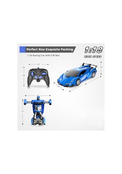 Uzaktan Kumandalı Robota Dönüşen Araba Lamborgini Chavrolet Prime1 Strong Zy Rc Car Lacivert