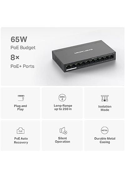 Ms110p, 10-port 10/100mbps Desktop Switch With 8-port Poe+