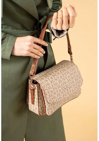 Just Polo Kum Taba 2 Bölmeli Omuz Çantası Monogram 2197mh Kum - Taba 83672192