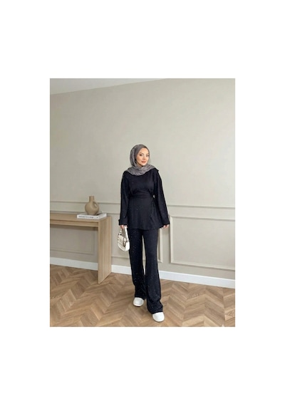 Unika Boutique Taşlı Yandan Bağlamalı Takım Lacivert