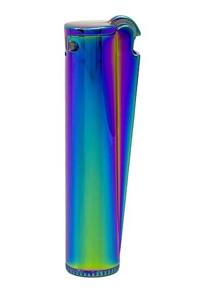 Clipper Metal Benzinli Çakmak - Icy Rainbow Özel Metal Kutulu Mavi