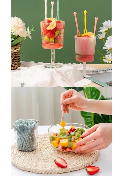Plastik Cin / Cips / Meyve / Baklava / Sunum Çatalı 1000 Adet Çok Renkli
