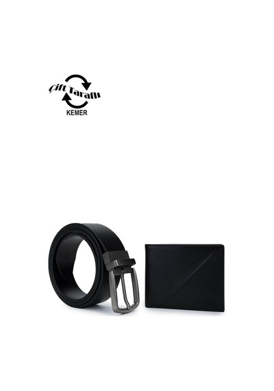 Tamer Tanca Erkek Hakiki Deri Siyah Deri Set Kutusu 562 2 Lı Spor Set Sıyah Dr Siyah