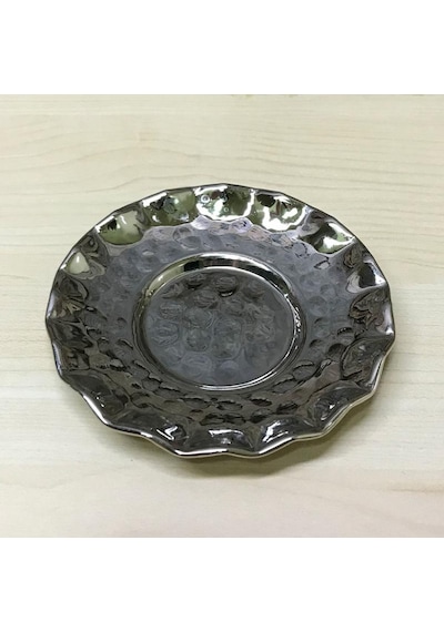 Çirtlikli Bakır Çay Tabağı Gümüş