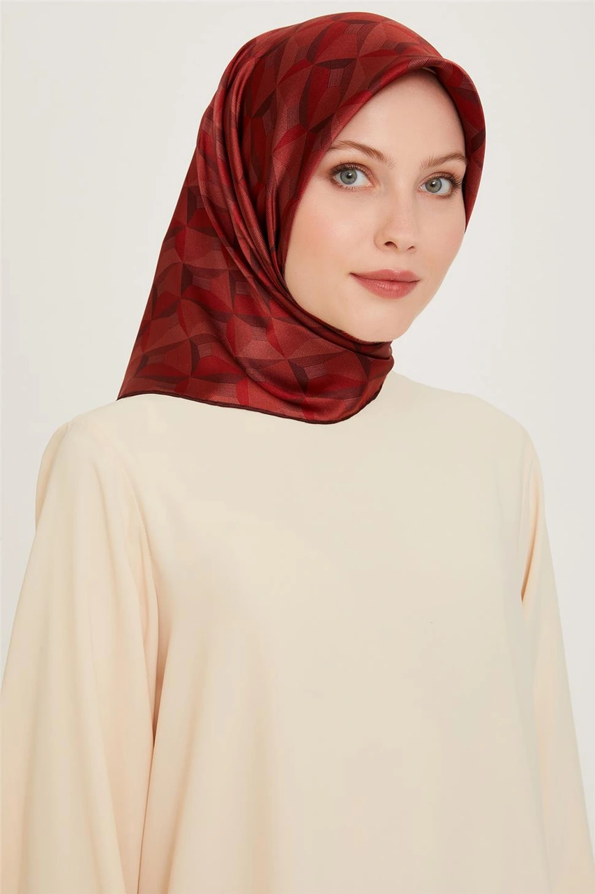 Armine Klasik Desenli Twill Saf İpek Eşarp 9204d 56 Çok Renkli