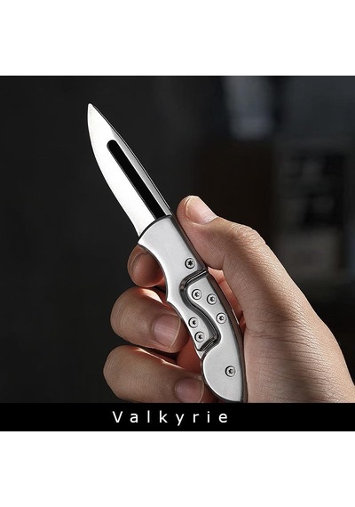 Valkyrie Paslanmaz Çelik Katlanır Bıçak Kompakt Cep Çakısı Outdoor Kamp Edc Katlanır Çakı Gümüş