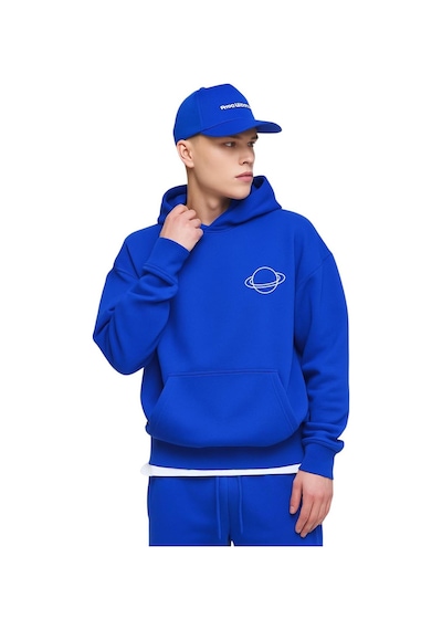 Benroma 3 İplik Penye Satürn Unisex Kapüşonlu Sweat Saks Mavisi
