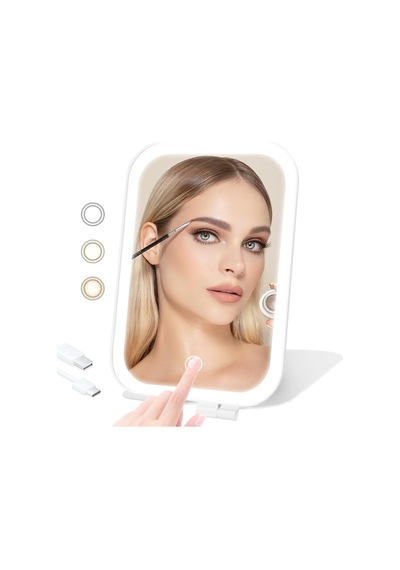 Seyahat Makyaj Aynası, 1100mah Pille Çalışan Taşınabilir Ayna, 3 Ayarlanabilir Işık Ayarı, 72 Led Işıklı Usb Genel