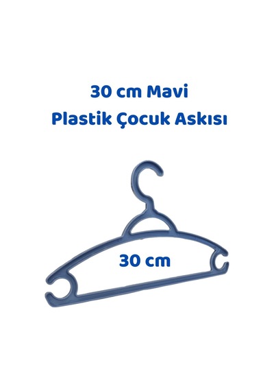 6 Adet Mavi Çocuk Plastik 30 Cm Kıyafet Askısı Elbise Askısı Plastik Mavi Diğer