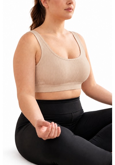 İpeksi Collection Kalın Askılı Pamuklu Çıkarılabilir Pedli Büstiyer Bralet - Sporcu Yarım Atlet Ten