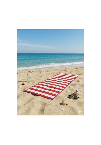 Katlanabilir Plaj Hasırı Piknik Plaj Park Bahçe Teras 70x180 Dış Mekan Halı Kilim Paspas-731 Kırmızı