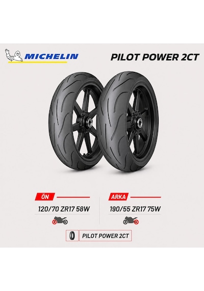 Michelin Pilot Power 2ct 120/70 Zr17 58w - 190/55 Zr17 75w Ön Arka Motosiklet Lastik Takımı
