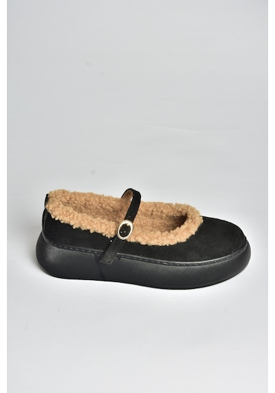 Fox Shoes V811269502 Siyah Süet İçi Kürklü Günlük Kadın Ayakkabı Siyah