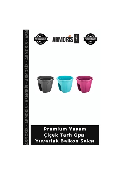 Premium Yaşam Çiçek Tarh Opal Yuvarlak Balkon Saksı