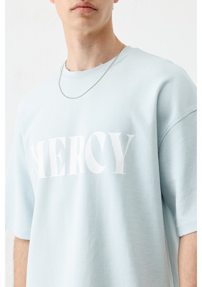 Vamos Baskılı Oversize Tişört V70-140 Bebe Mavi