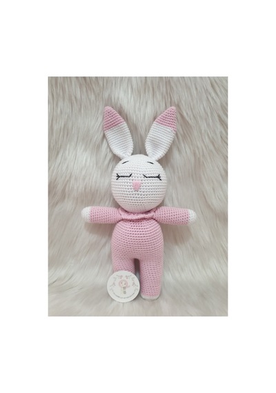 Amigurumi Organik Örgü Oyuncak Tombiş Tavşan Pembe