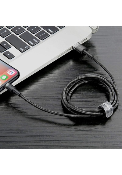 Lexroo Cafule Serisi, 2.4 A Usb-a & Lightning Şarj Kablosu & Data Aktarım Kablosu, 1 Metre - Siyah