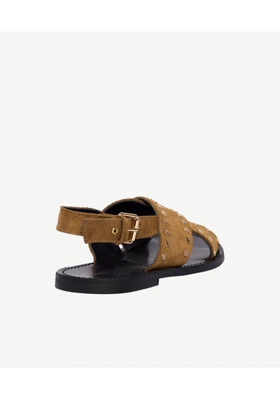 Yargıcı Çapraz Bantlı Trock Detaylı Deri Sandalet 26ykay4001x 013 Camel