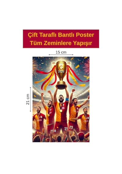 Kupa 2025 Poster, Çift Taraflı Bantlı, Tüm Zeminlere Yapışır, 15 X 21 Cm .