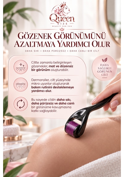 Queen Size Dermaroller 0.5 Mm 540 İğneli Cilt Bakım Rollerı Ve 30 Ml Cilt Bakım Spreyi 2 Li Set + Koruyucu Saklama Kutusu