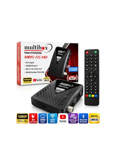 Tüplü Tv Uyumlu Multibox Mbs-55 Hd Full Hd Mini Uydu Alıcısı Dahili Wifi Youtube 5000 Kanal Bluetoot
