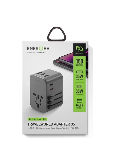 Travelworld 35 Universal 35w Type-c 15w Type-c Ve 12w Usb Çıkışlı Pd Hızlı Şarj Aleti - Koyu Gri