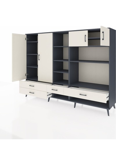 Hyperion Dolap 12 Raflı 4 Çekmeceli 4 Kapaklı 220x44x163 Antrasit Antrasit-aytaşı Hyperion Dolap 12 Raflı 4 Çekmeceli 4 Kapaklı 220x44x163 Antrasit Antrasit-aytaşı