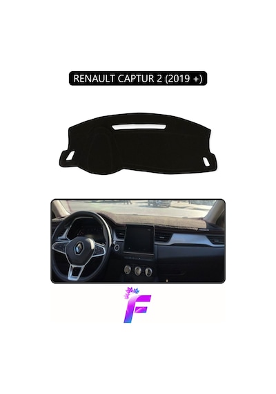 Renault Captur 2 2019+ Uyumlu Torpido Örtüsü Yansıma Önleyici Koruma Hızlı Montaj J54