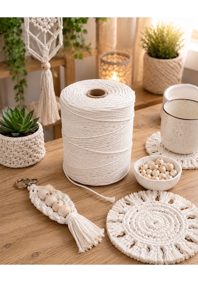 TAHAHAMAK 1 Kg Makrome 3mm 3 Büküm Pamuk Ip