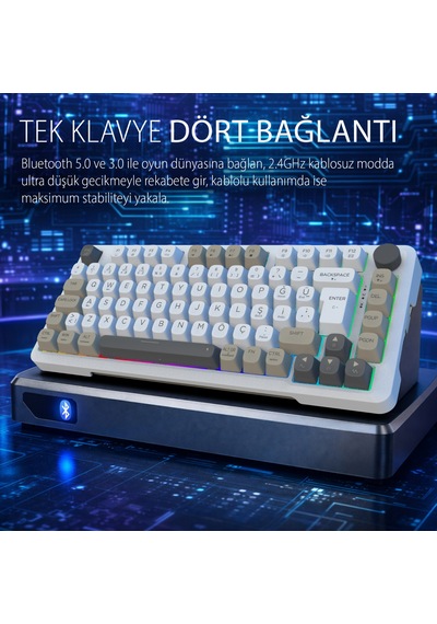 Ikg-455 Empousa Gasket Blue Swıtch Rgb Mekanık Gamıng Klavye Beyaz