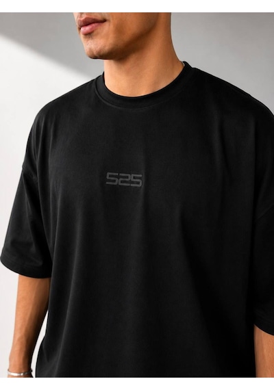 525 Oversize Sırt Baskılı Streetwear Unisex T-shirt Justkeepgoing Siyah