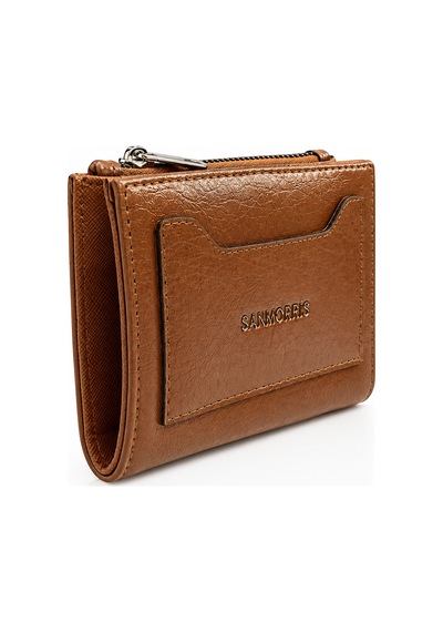 Sanmorris Unisex Fermuarlı Kartlık Çok Gözlü Kompakt Cüzdan S-2006 Taba Mat