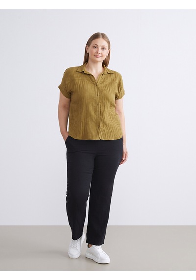 Lcw Comfort Siyah Beli Lastikli Dokulu Kadın Pantolon