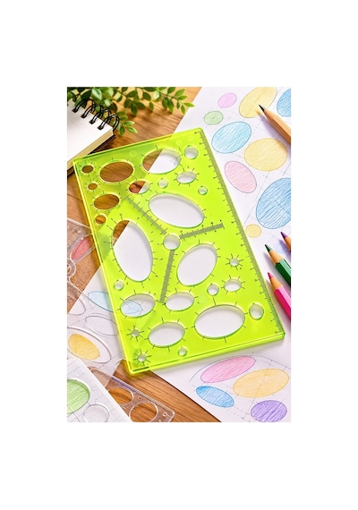 Oval Şablon Orta Boy Cetvelli 1 Adet Rio 17 Cm Cetvelli Teknik Çizim Oval Cetveli Okul Mühendis Mimar Çok Renkli