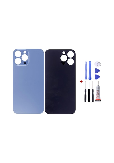 Apple Uyumlu iPhone 13 Pro Max Mavi Arka Cam Kapak Pil Kapağı Tamir Set B7000 Set Mavi
