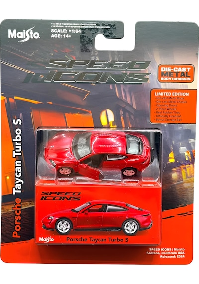 1/64 Speed Icons Koleksiyon Araçlar Porsche Taycan Turbo S Kırmız Çok Renkli