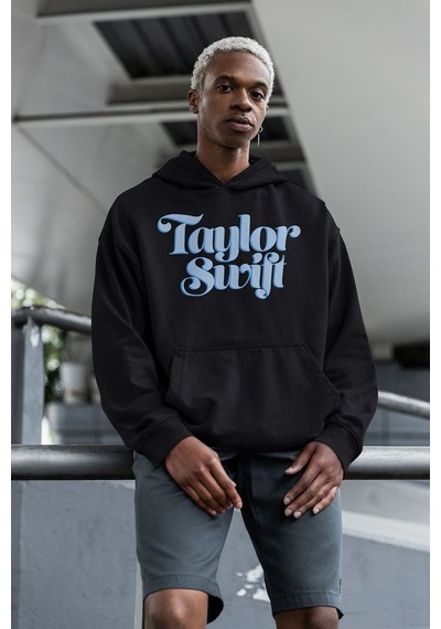 Taylor Swift Baskılı Unisex Oversize Şarkıcı Hoodie Siyah