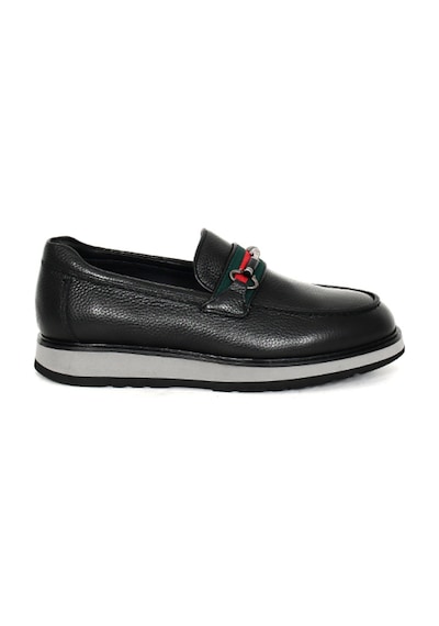 Tuna Hakiki Deri Kalın Tabanlı Siyah Loafer Erkek Ayakkabı Eva Taban - 3718 Siyah