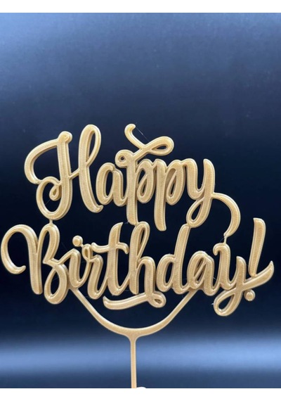 Happy Birthday Pasta Süsü Altın Sarısı - İyi Ki Doğdun 1