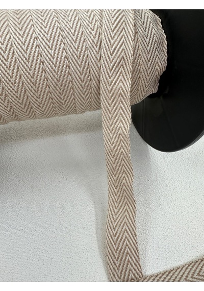 2 Cm Çift Renkli Balıksırtı Şerit-ekru-5 Metre