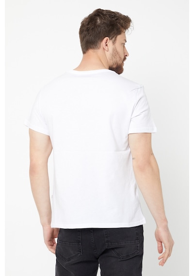 Erkek Indigo %100 Pamuk Basıc Regular Fit Pamuklu Kısa Kollu V Yaka T-shirt Beyaz