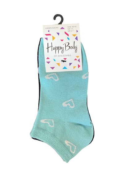 Happy Body Çorap (ART.23350) Penye 3 Çift Bayan Patik Simli Çok Renkli
