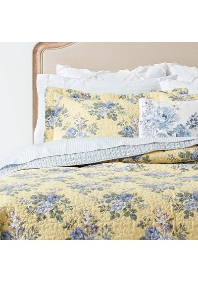 Laura Ashley Linley Yorgan Takımı, King Boyut Nevresim Takımı Sarı 96x108