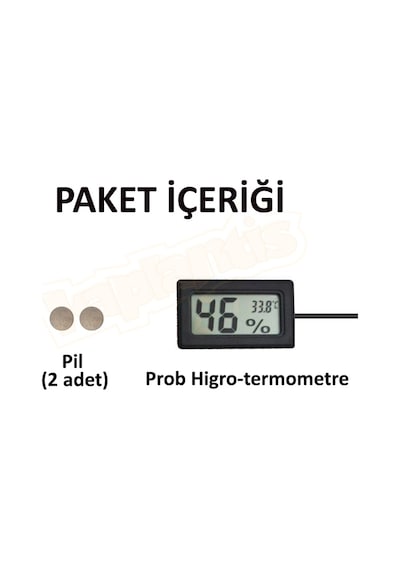 Aek-tech Dijital Problu Nem Ölçer Termometre  siyah