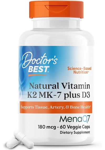 Doctor's Best Natural K2 Mk-7 Plus D3 Vitamin Bone Health Gluten