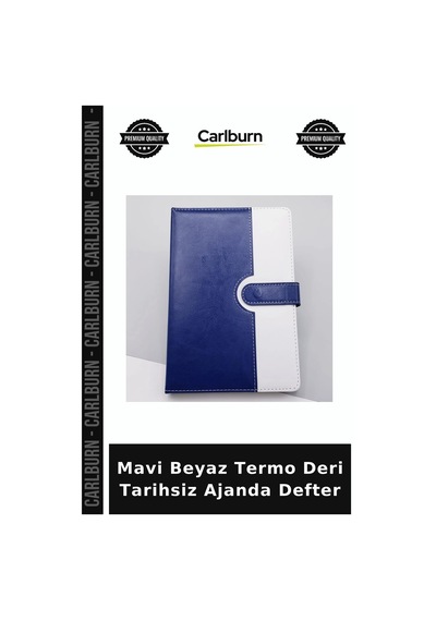 Özel Üretim Mavi Beyaz Termo Deri Çizgili Mıknatıslı A5 İş Ofis Hediye Tarihsiz Ajanda Defter