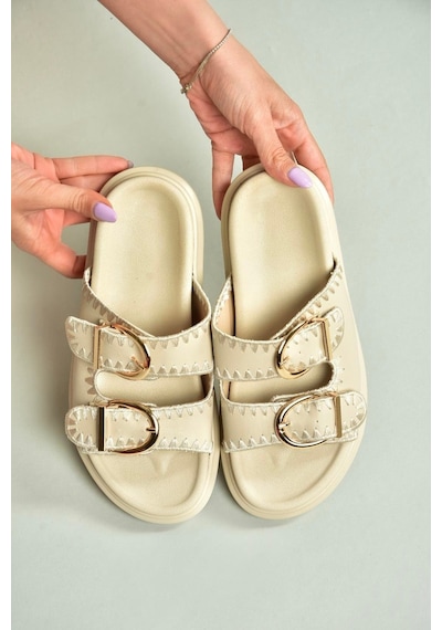 Fox Shoes U267146209 Bej Kadın Terlik Bej-suni Deri