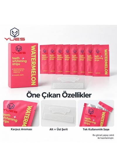 Yues Karpuz Aromalı Diş Beyazlatma Bandı 14 Şerit 7 Uygulama