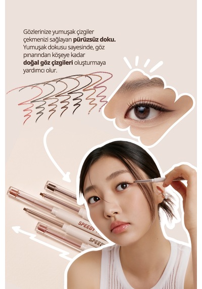 Suya Dayanıklı Kolay Kullanım Sunan Göz Kalemi Peripera Speedy Pencil Liner 3 Milk Tea Brown